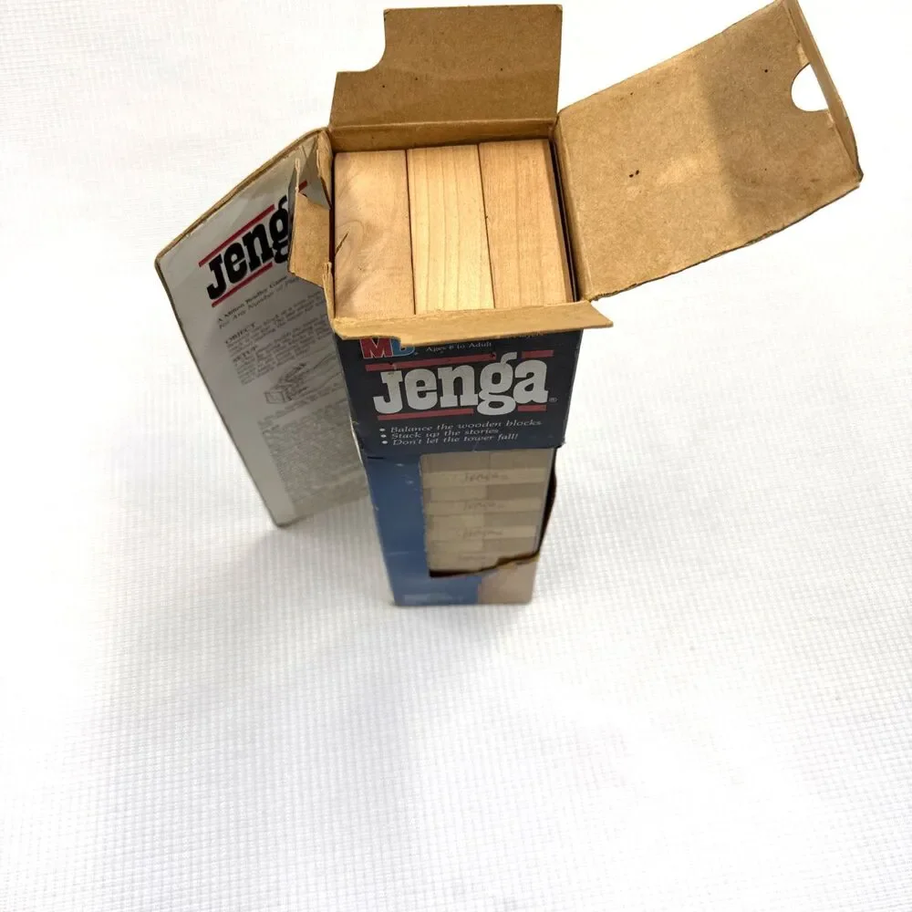 Vintage 1986 Original Jenga MB Game Wood Blocks - Retro - Made in USA